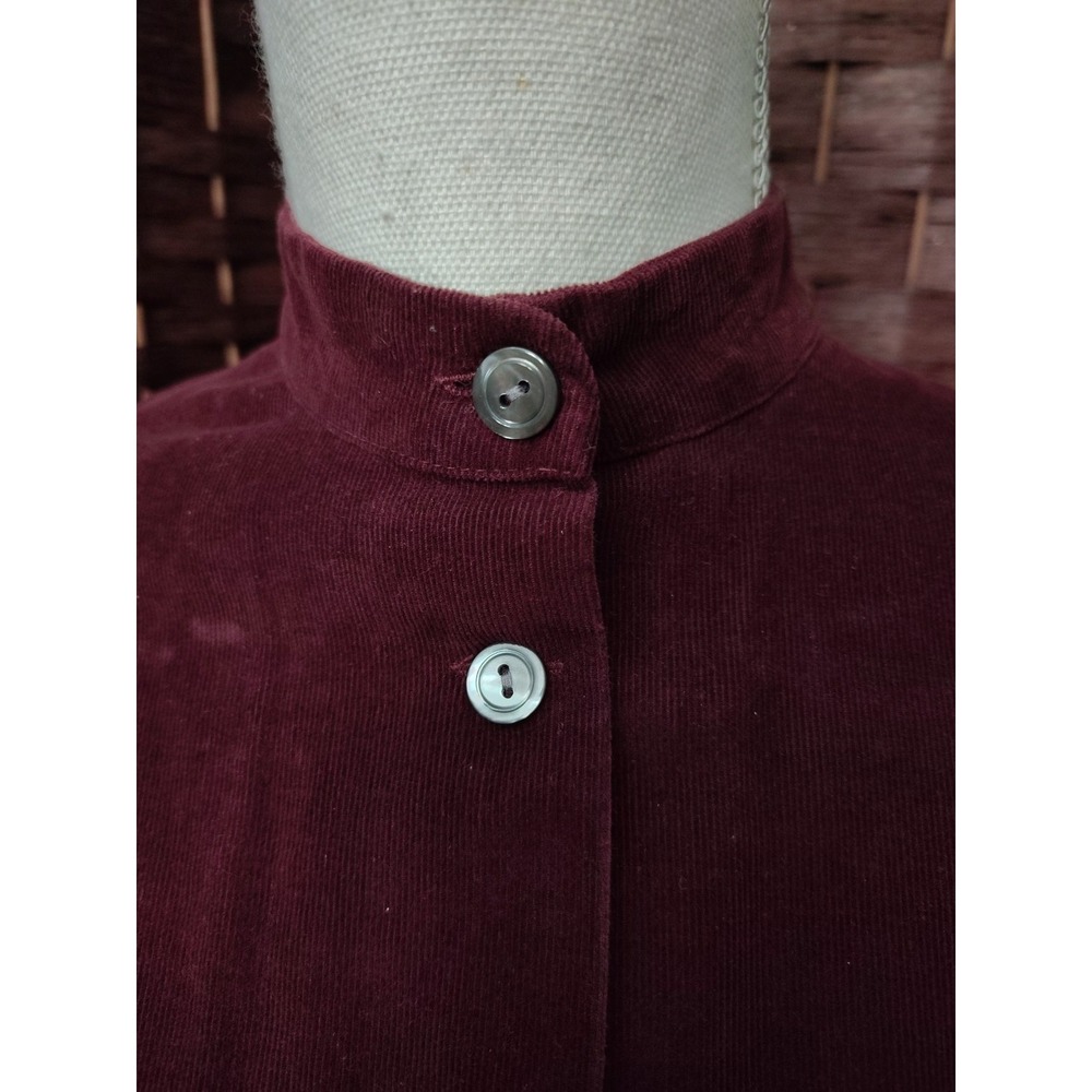Laura Ashley Vintage Corduroy Midi Dress Sz 8 Modest Burgundy Purple Puff Sleeve - Picture 2 of 16